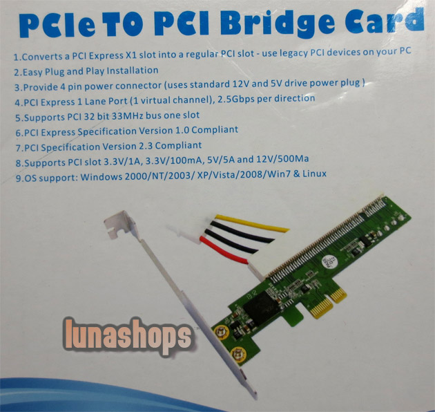 Internal PCI-E Express Slot Expresscard to PCI Card Adapter E Bridge 3.3V 5V 12V