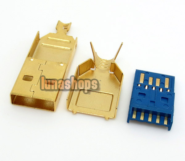 1pcs MPS HD-017 USB 3.0B Soldering Adapter Plug 24k Gold Plated Hifi For Diy