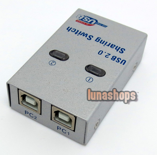 2 Port USB 2.0 Auto Sharing Switch Switcher Hub Box LED for PC Printer Scanner