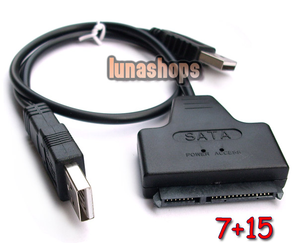 USB 2.0 to SATA 7+15 Pin 22Pin Adapter Cable For 2.5" HDD Hard Disk Drive