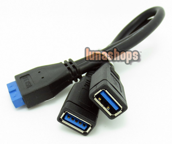 8-inch USB 3.0 20-Pin Motherboard Female to 2 Type-A Female Connectors Y-Cable