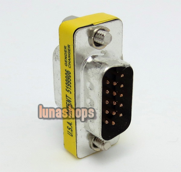 D-sub VGA 15pin Male to Male Port Adapter Converter Gender