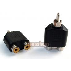 RCA Male To 2 Female Stereo Audio Adapter Connector