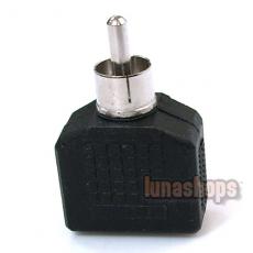 2 Female 3.5mm Plug to 1 RCA Male Jack Converter Adapter