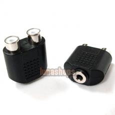 Female 3.5mm Plug to 2 RCA Female Jack Converter Adapter