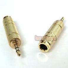 Gold 3.5mm male to 2 6.5mm Female Stereo Audio Adapter