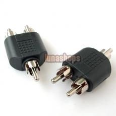 1 RCA Male to 2 Male RCA AV Y Splitter Plug Adaptor Plug Jack Converter