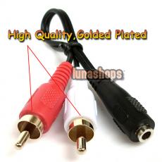 Golden Plated 3.5 mm 3.5mm stereo female jack to 2 male RCA adapter cable