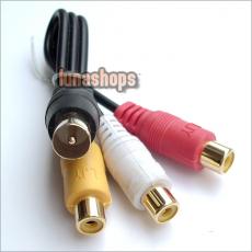 3 RCA AV female to male RF Connector Adapter Cable