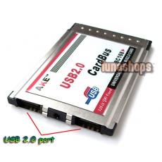 PCMCIA to USB 2.0 Cardbus 2 Port Slim Adapter For laptop