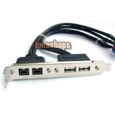 2 Port USB 2.0+Firewire IEEE 1394 1394B 9 Pin Rear Bracket