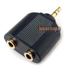 GOLDEN PLATED 3.5MM MALE TO 2 FEMALE AUDIO SPLITTER PLUG ADAPTER