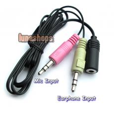 3.5mm Mic Stereo Audio Y Splitter 1 Female to 2 Male Adapter Cable