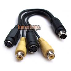 9-Pin 4 S-Video Male to 3 RCA TV AV Female Cable Adapter