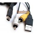Mini USB Male To 2 RCA AV + USB Male Cable