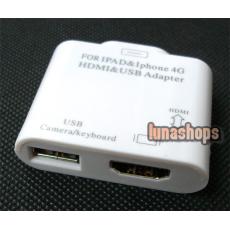 USB Connection Kit & HDMI Video 2in1 Adapter Dock for iPad ipad2 iPhone4 Ipod 