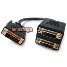 DVI Male 24+1 to 2 Female Splitter Connector Adapter Cable