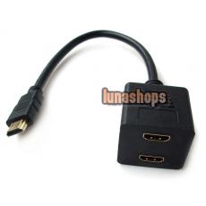 Black 1 HDMI Male To 2 HDMI Female Y Splitter Adapter Cable 
