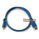 60CM USB 3.0 A to Mini B Male to Male 10 Pin Cable Blue