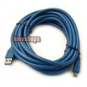500CM USB 3.0 A to Mini B Male to Male 10 Pin Cable Blue 