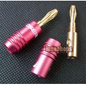 2 pcs 24K Gold Plated Banana Male Plug Adapter Red Choseal