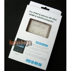 HDMI Dock Adapter HDTV Video SD Card Reader + USB Cable for iPad iPhone 4G