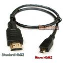 50cm Micro HDMI Male To HDMI Male 1.4 Adapter Cable for Nokia Motor Sony Mobilephone