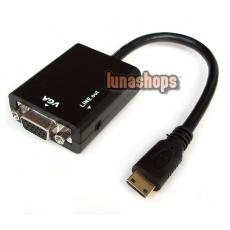 Mini HDMI Male to VGA Female Video Audio Converter Box Cable (Chip inside) + 3.5mm line out
