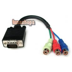VGA Male To 3 RCA Female Composite AV TV Out Converter Adapter Cable for PC Laptop