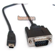 Mini USB Male 5 pin To VGA D-SUB 15 pins Male Adapter Cable For Mobile DVD EVD