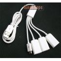 USB Male To Micro USB Male + 3 USB Female Hub Splitter Cable Adapter