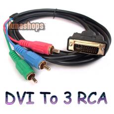 DVI-I 24+5 to 3 RCA Component RGB Male Cable for PC Laptop Monitor HDTV 