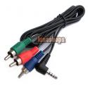1.5m 3.5mm 4 Pole Male To YPbPr YCbCr YPbPr 3 RCA AV Male Adapter Cable For HDTV etc.