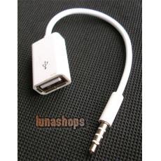 3.5mm 4 poles Male to USB Female Tranfer Cable Adapter For12V Car CD Player aux
