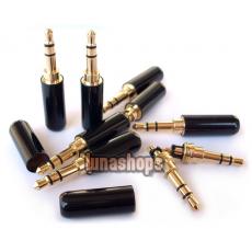 Black 3.5mm Stereo 24k Gold Audio Plug soldering Adapter for Sennheiser 
