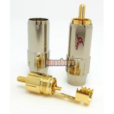 2pcs MPS RCA AV Plug Flat-8mm RCA Gold Plated Hifi For Diy 