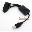 True High-Speed USB 2.0 4-Port Hub Splitter Cable Adapter for Laptop PC