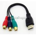 HDMI Male To 3 RGB RCA Female Video Audio AV Adapter Cable For HDTV set-top box