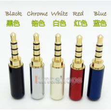 5 color With Cable Clip 3.5mm 4 poles Stereo 24k Gold Audio soldering DIY Jack Plug