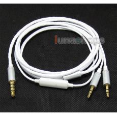 White 5N OFC With Mic Remote Cable For Sol Republic Master Tracks HD V8 V10 V12 X3 Headphone