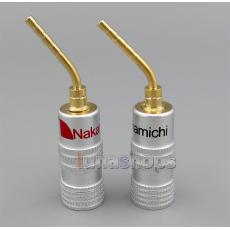 2pcs 270 Degree Nakamichi Butterfly Pin Banana Plug Adapter Right Angle Metal Housing 