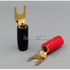 2pcs Speaker Audio Fork Plug Adapter U Shape Gap 6mm-8mm 