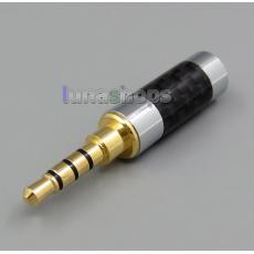 Straigt 3.5mm 4 poles Gold Male stereo phono Carbon Shell DIY Solder Adapter 