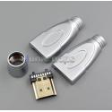 All Metal Shell 19 Pins HDMI Straigt Gold Or Silver Plated Male + DIY Solder Adapter