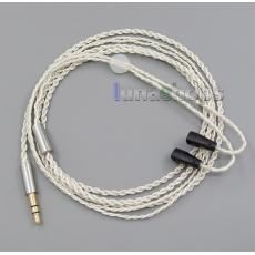 3.5mm With Earphone Hook Silver Foil Plated PU Skin Cable For Sennheiser IE8 IE80i Headphone