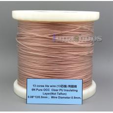 13 cores litz wire 6N Pure OCC Clear PU Insulating Layer(Not Tefl)0.08*13/0.9mm Wire Diameter:0.9mm