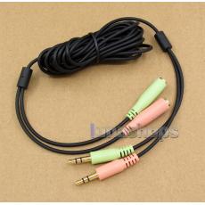 1pcs 300cm Duel 3.5mm Male To Female Stereo Audio Mic Skype Headset Extension Cable Adapter