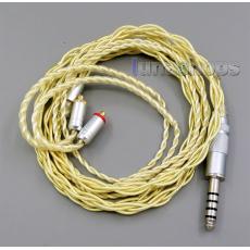4.4mm Extremely Soft 7N OCC Pure Silver + Gold Plated Earphone Cable For Shure se535 se846 se425 se215 MMCX