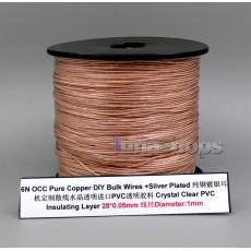 6m 6n OCC 28*0.05mm Crystal PVC OD: 1mm DIY Audio Headphone Earphone Cable