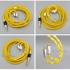 Gold 8 core 2.5mm 3.5mm 4.4mm Balanced MMCX Pure Silver Plated OCC Earphone Cable For 0.78mm W4r UM3X Custom 5 12 BA